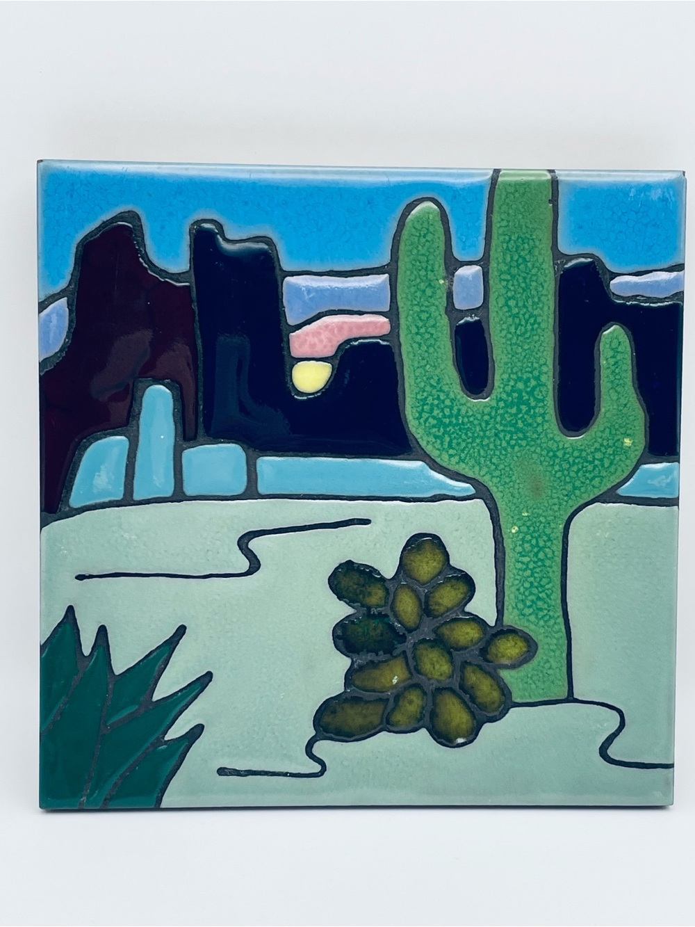 Hand Painted, Ceramic, Southwestern Style, Terracotta, Tile/Trivet/Wall Hanging